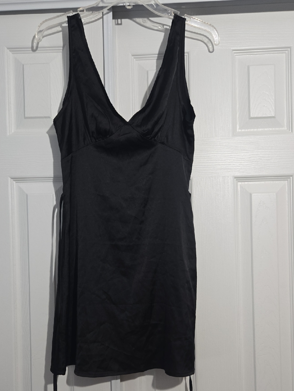 SHEIN Black Satin V-Neck Slip Dress